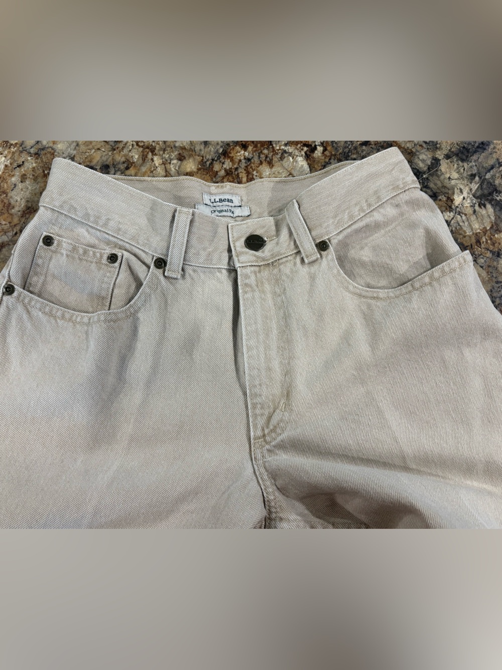 L.L. Bean Light Beige Straight-Leg Jeans